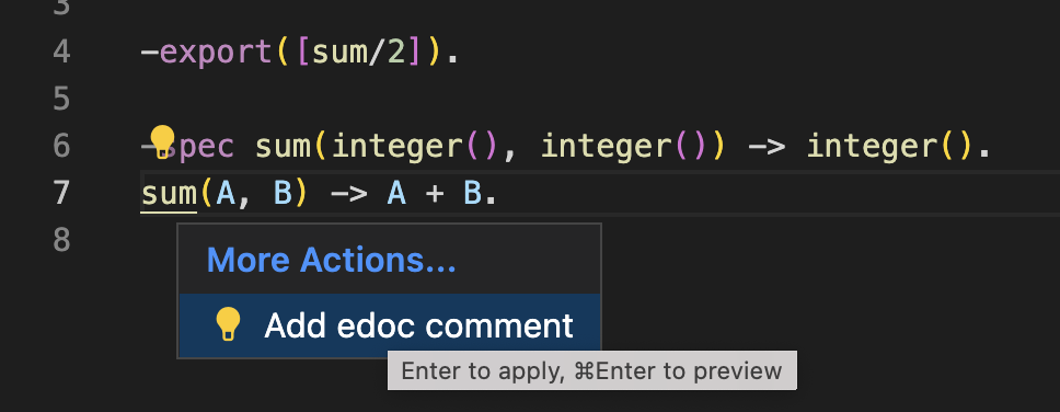 Code Action - Add Edoc